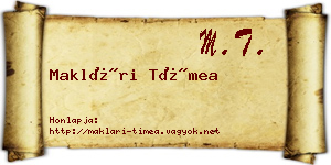 Maklári Tímea névjegykártya